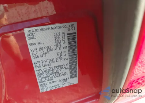 2023 Nissan Frontier Pro-4X 4X4 z USA, uszkodzony, nr VIN 1N6ED1EK3PN663941